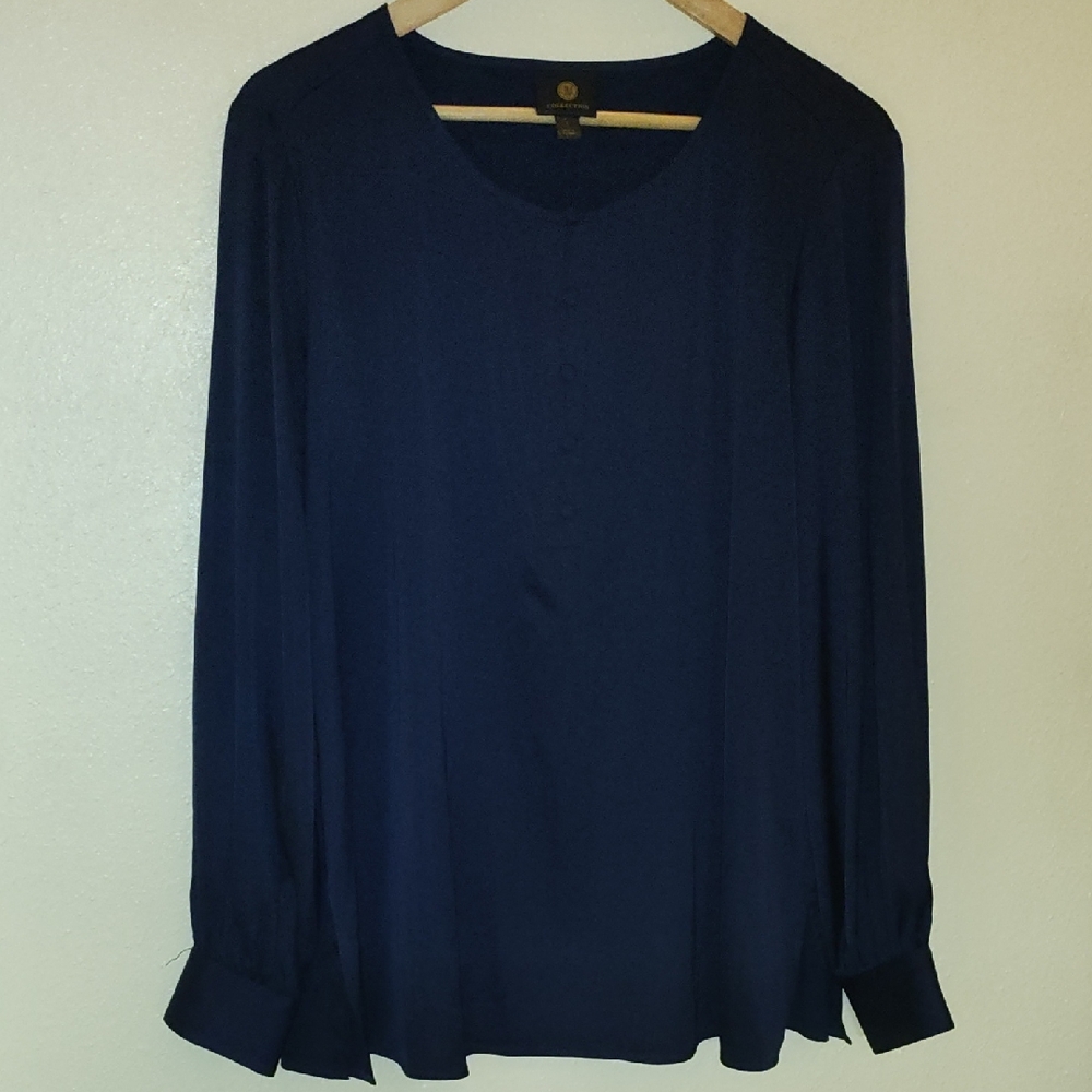 JM Collection Deep Blue Blouse